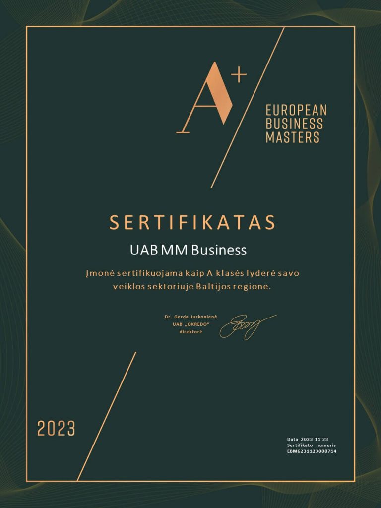 European business masters sertifikatas